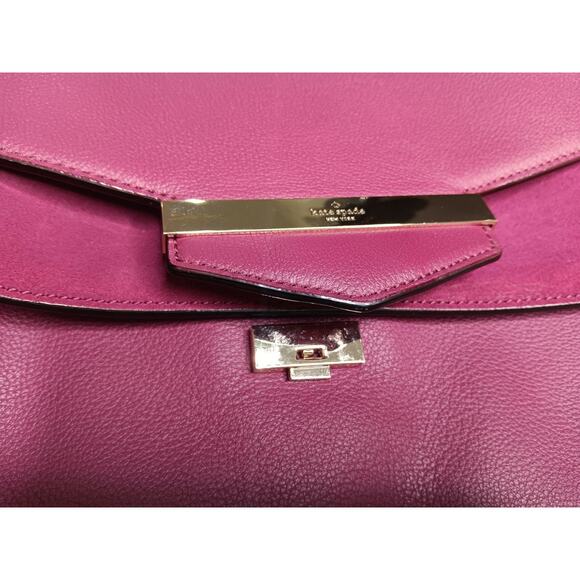 Kate Spade Purple Pebbled Leather Crossbody Satchel Bag Gold Hardware - Picture 11 of 16